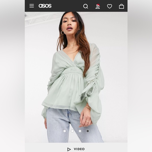 Asos sheer top with ruched sleeve - Picture 1 of 5